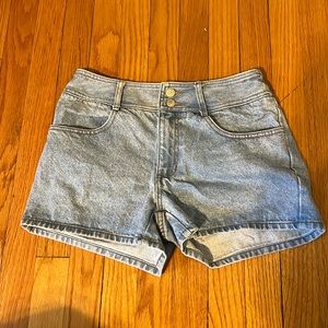 Vintage High Rise Light Wash Denim Shorts